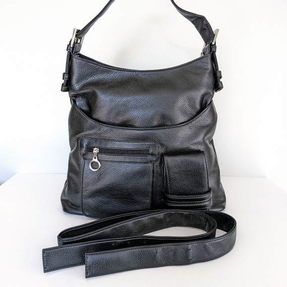 Large Black Faux Leather Bag With Lots Of Pockets - Picture 7 of 9
